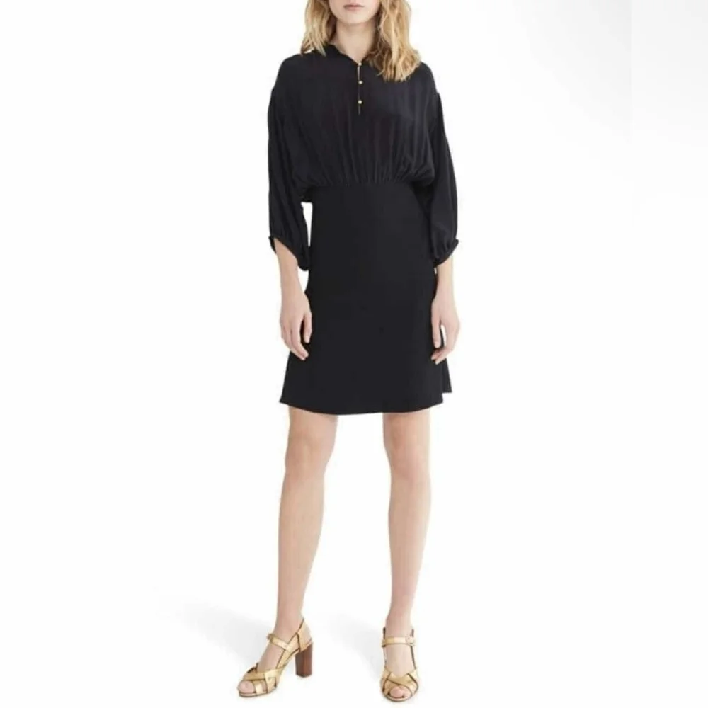NWT $435 VANESSA BRUNO Navea Black Silk Dress Size FR36 US 4 Small